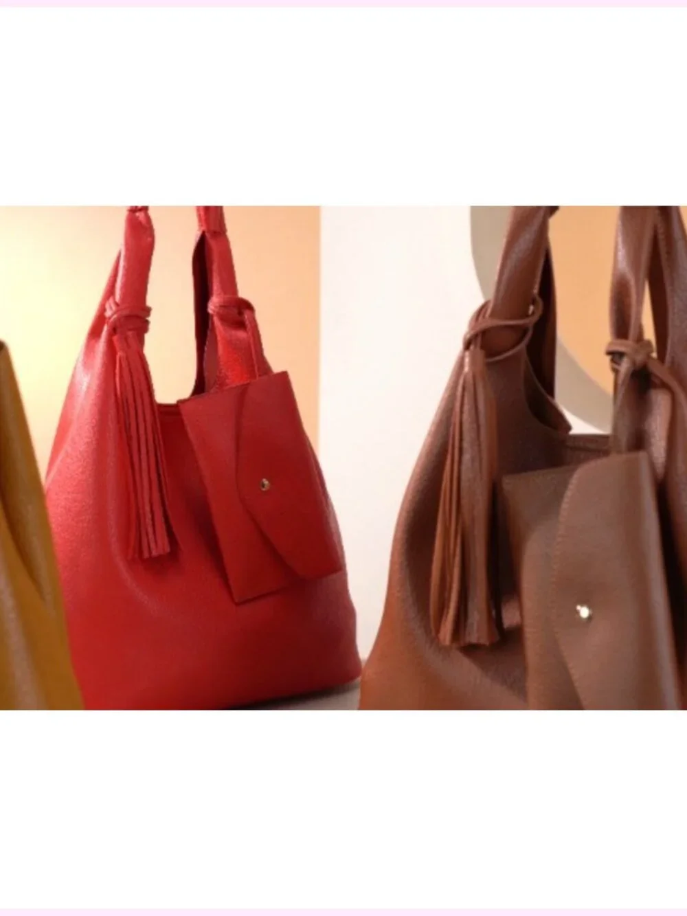 Slouchy Hobo Bag with Tassel Detailing and Matching Wallet